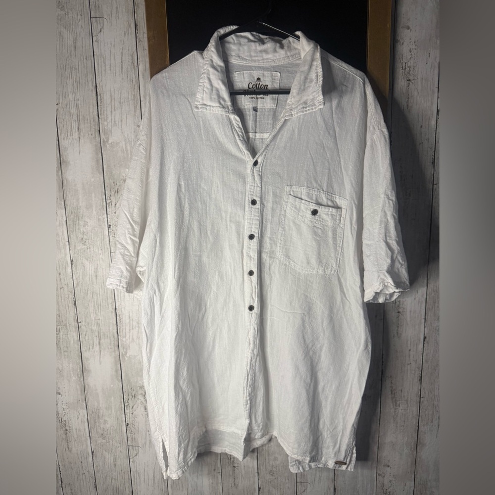 Men’s Cotton Natural Florida brand XXL casual button down white shirt 0459